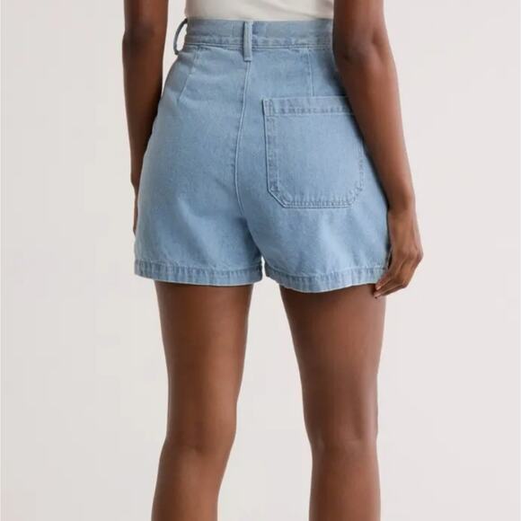 NEW Etica Anthropologie Max Pleated Light Blue Denim High Waist Shorts - Picture 2 of 10